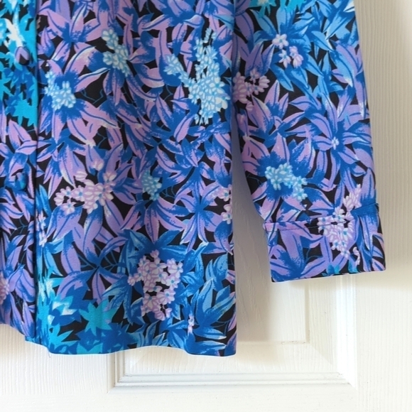 Roxanne 70's Vintage Union Made Floral Pointed Collar Button Down Shirt Purple M - Picture 9 of 12